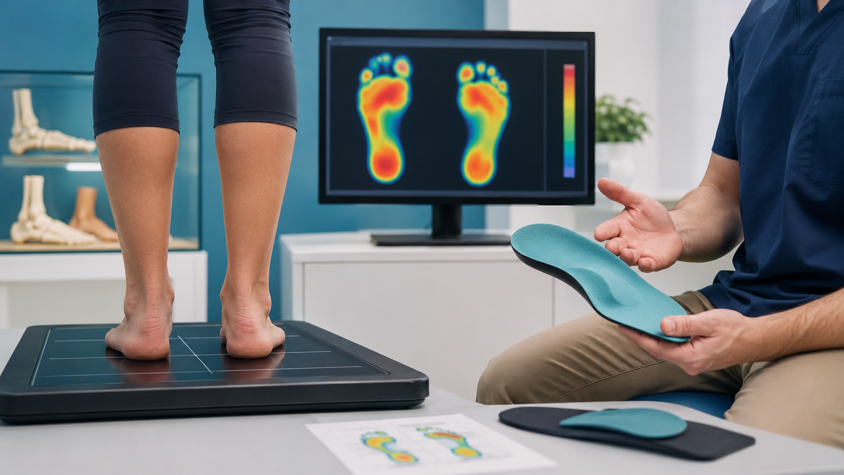 Clinical plantar-pressure assessment with a contoured insole
