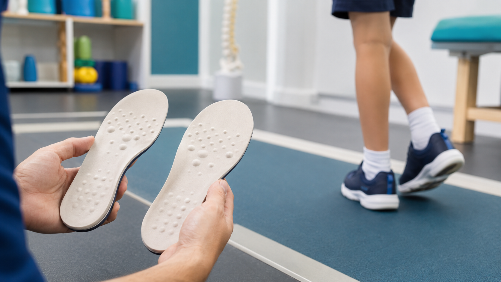 Pyramid-style insoles during pediatric gait assessment