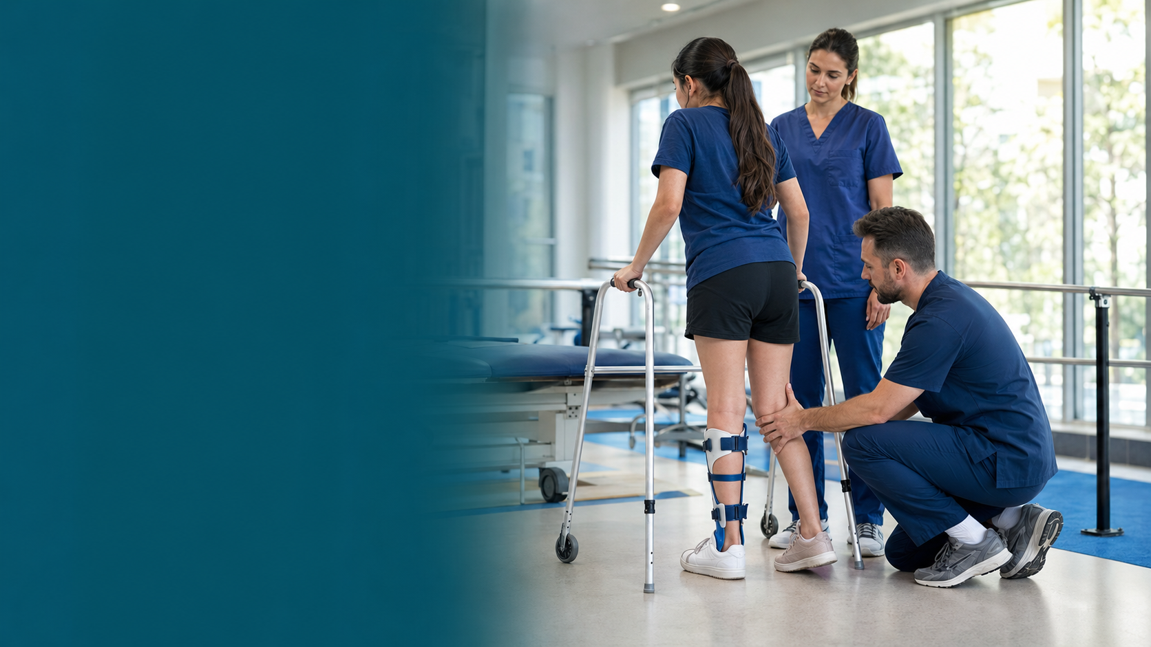Supported gait assessment for a person with spina bifida and knee instability