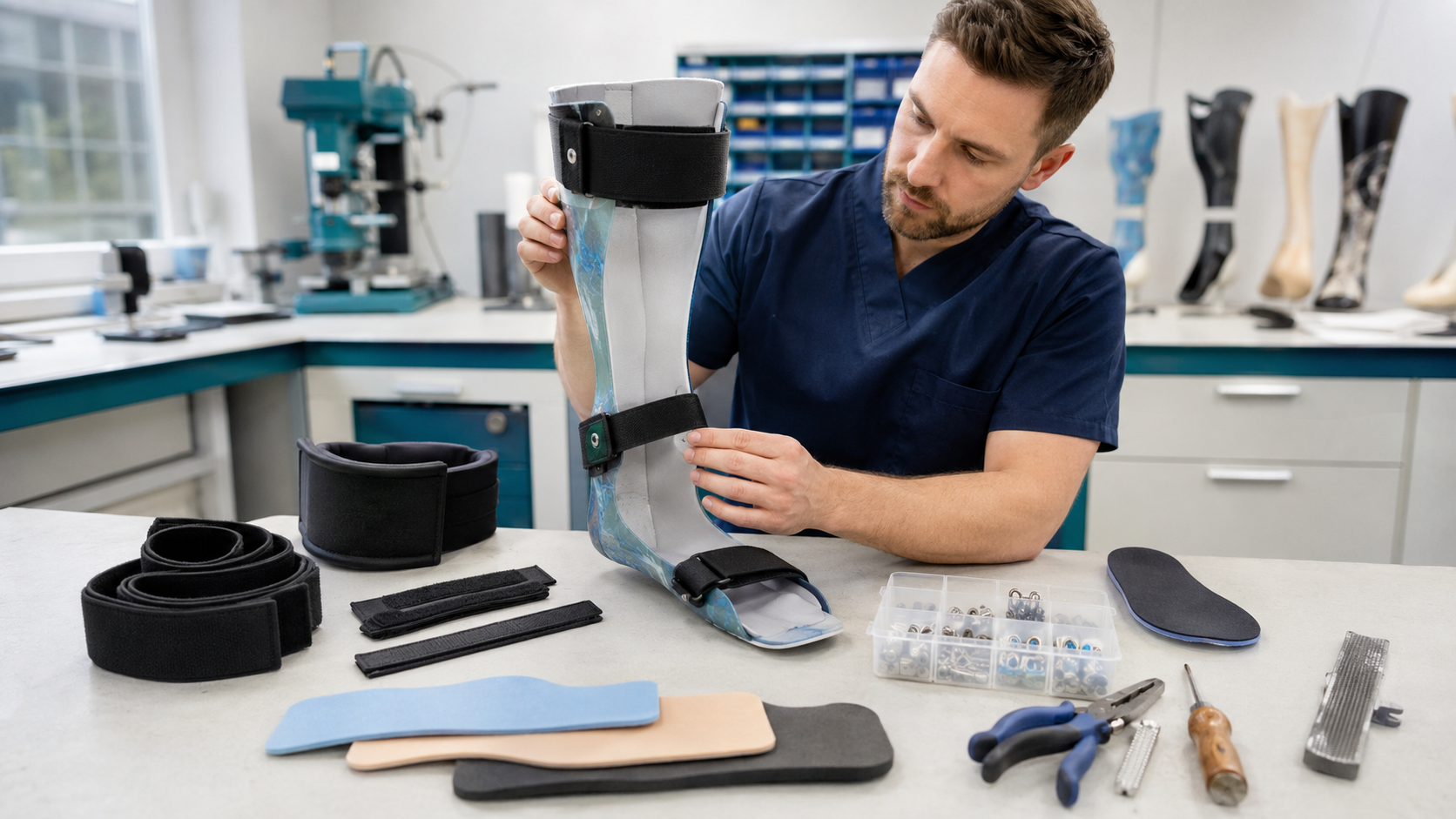 Orthotic straps, padding and interface materials